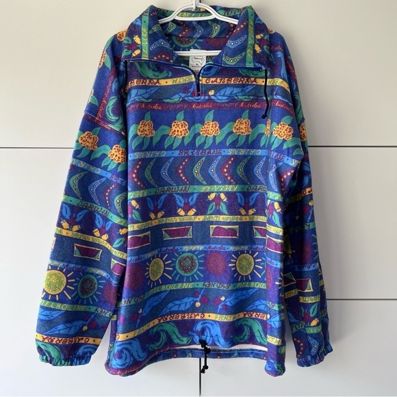 Vintage 1990s Samsousan Australia Cities Quarter Zip Pullover - Picture 1 of 13